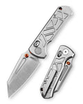 Trivisa Skarn-W Crossbar Lock EDC Folding Pocket Knife,2.9'' M390 Steel Blade, Titanium Handle