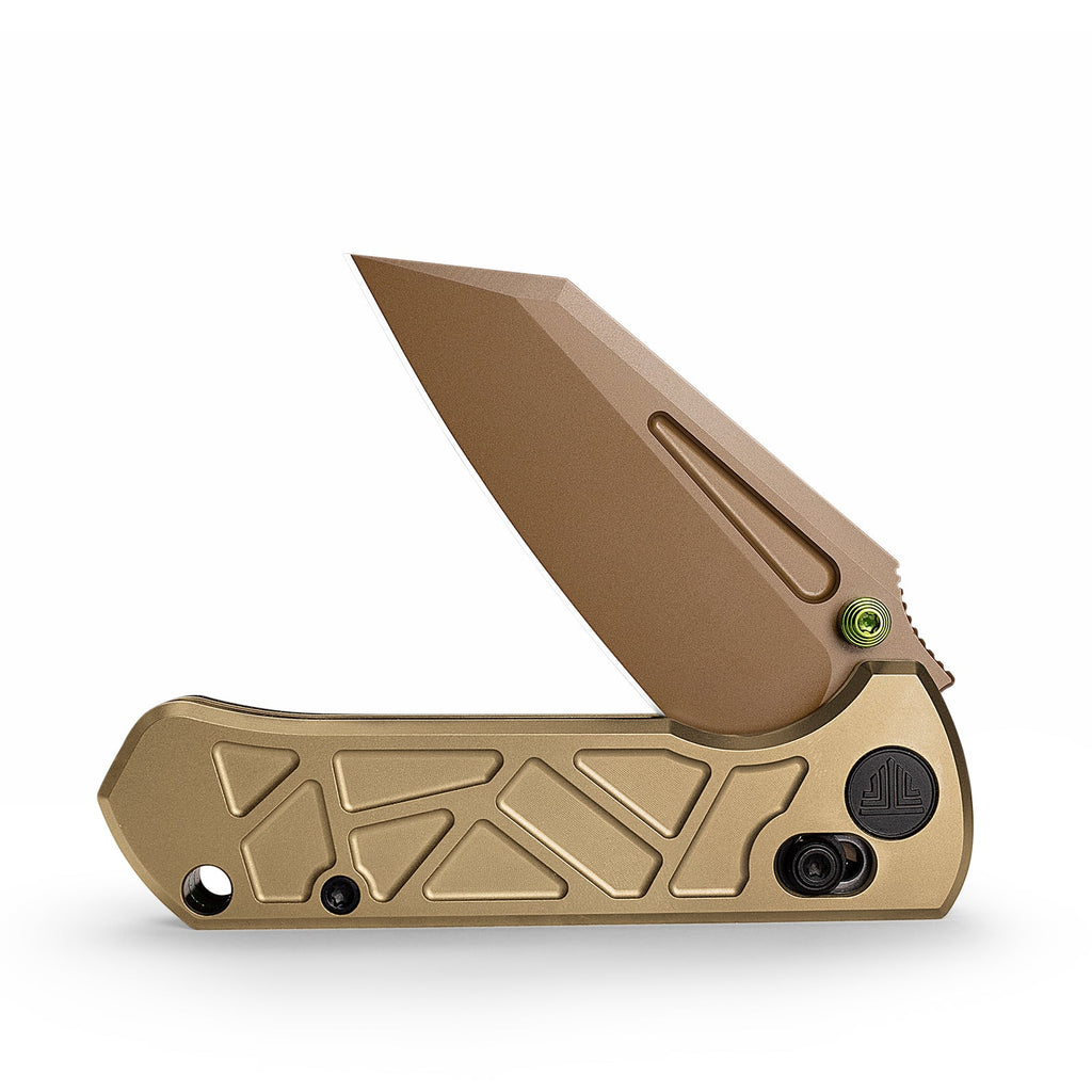 Trivisa Skarn-RG Crossbar Lock EDC Folding Pocket Knife,2.9'' M390 Steel Blade, Titanium Handle