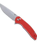 Kansept Accipiter | Button Lock | Red Anodized Aluminum with Diamond Texture | 3.53" 14C28N Blade | T1007F3
