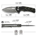 Like New - Civivi Vexron | 3.54" Damascus Blade | Black & Green G10 Handle | Flipper | Like New