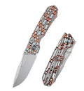 Like new - REMETTE RT-Rhino Button + Liner Lock Knife Blue/Orange G-10 (3.1" Sandblast)