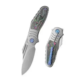 Like New - KB Stroller Folding Knife Gray Titanium/CF Inlays Handle 3.35” Stonewash CPM 20CV Blade KB384A