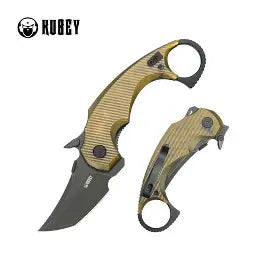 Kubey Jaw Like new - Tanto Pikal Folding Knife Ultem Handle 2.52" Blackwash 14C28N Blade KU439E