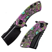 Brand new - KANSEPT Mini Korvid Flipper Knife G10 with Undead Print-Purple Handle (1.45'' 154CM Blade) Koch Tools Design -T3030B3