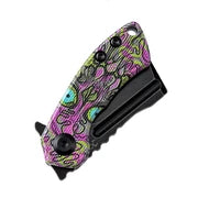 Brand new - KANSEPT Mini Korvid Flipper Knife G10 with Undead Print-Purple Handle (1.45'' 154CM Blade) Koch Tools Design -T3030B3