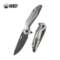 Like New - Kubey Nova Folding Knife 3.66″ 14C28N Drop Point Dark washed Blade Gray Titanium Handle KB235E