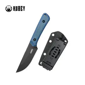 Like New - Kubey Thorn Fixed Blade Knife Blue Micarta Handle 2.8" Blackwash 14C28N Blade KU413D